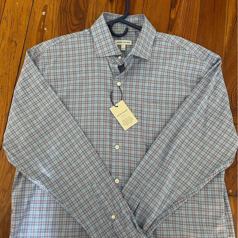 NEW WITH TAGS// Peter Millar long sleeve button up dress shirt size large